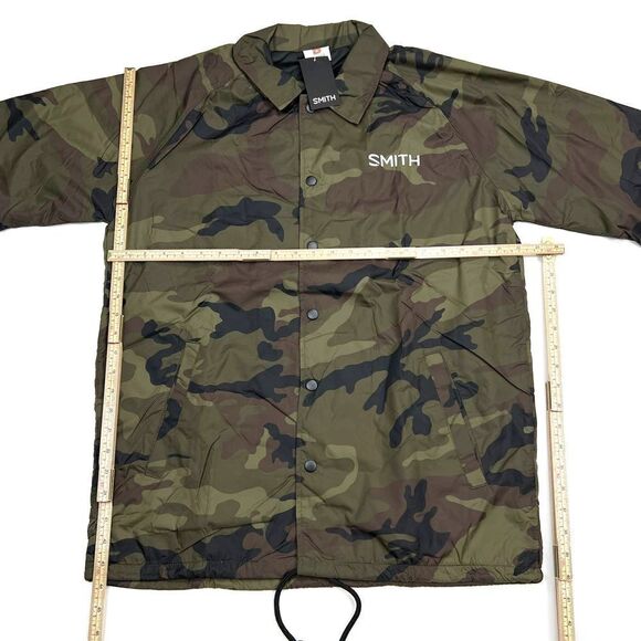 New Smith Men Coaches Jacket Snap Front Olive Camo Windbreaker Beimar US L Large - Picture 11 of 12